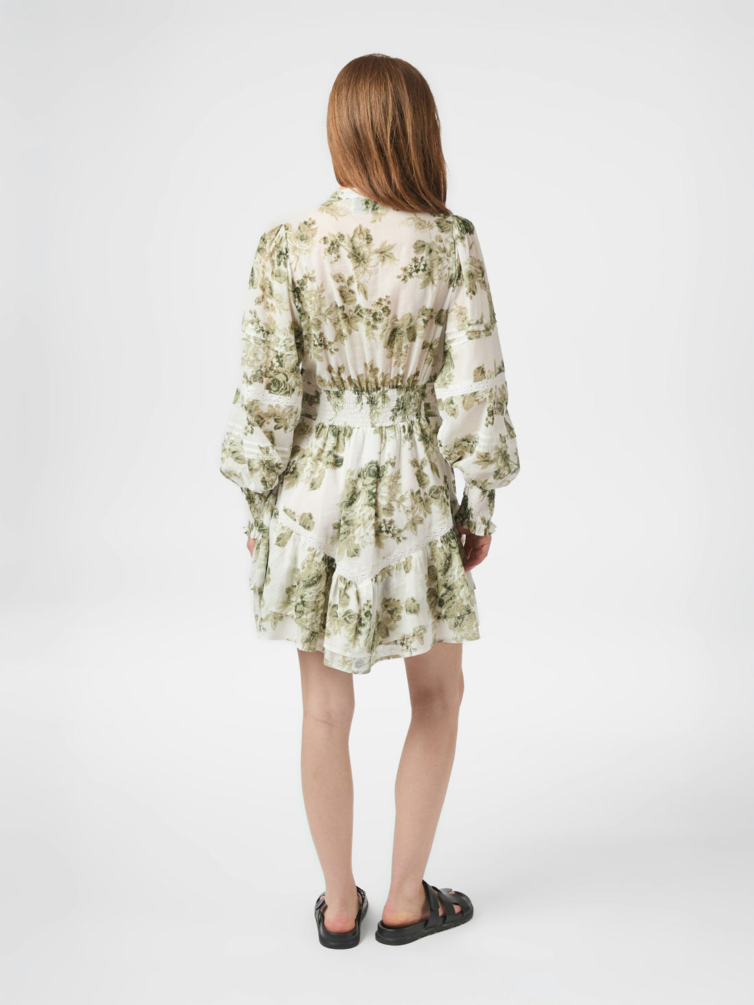Neo Noir Roberta Flower Flow Dress Sage Green