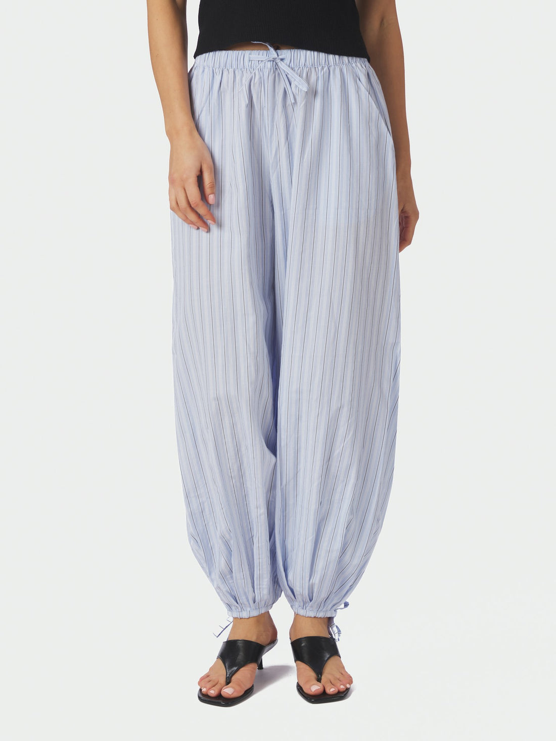 Neo Noir Roxane Balloon Double Stripe Pants Light Blue