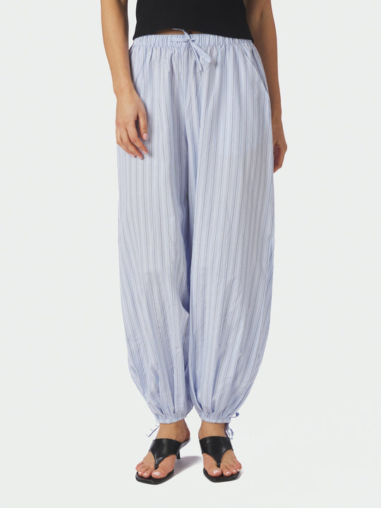 Neo Noir Roxane Balloon Double Stripe Pants Light Blue