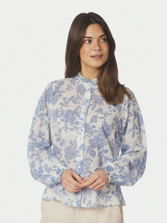Neo Noir Oda Flower Spring Shirt White