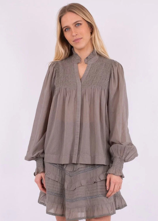 Neo Noir Jill S Voile Blouse smoke green