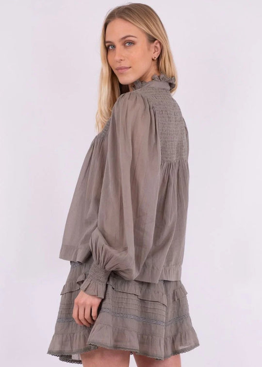 Neo Noir Jill S Voile Blouse smoke green
