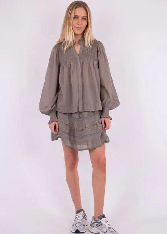 Neo Noir Jill S Voile Blouse smoke green