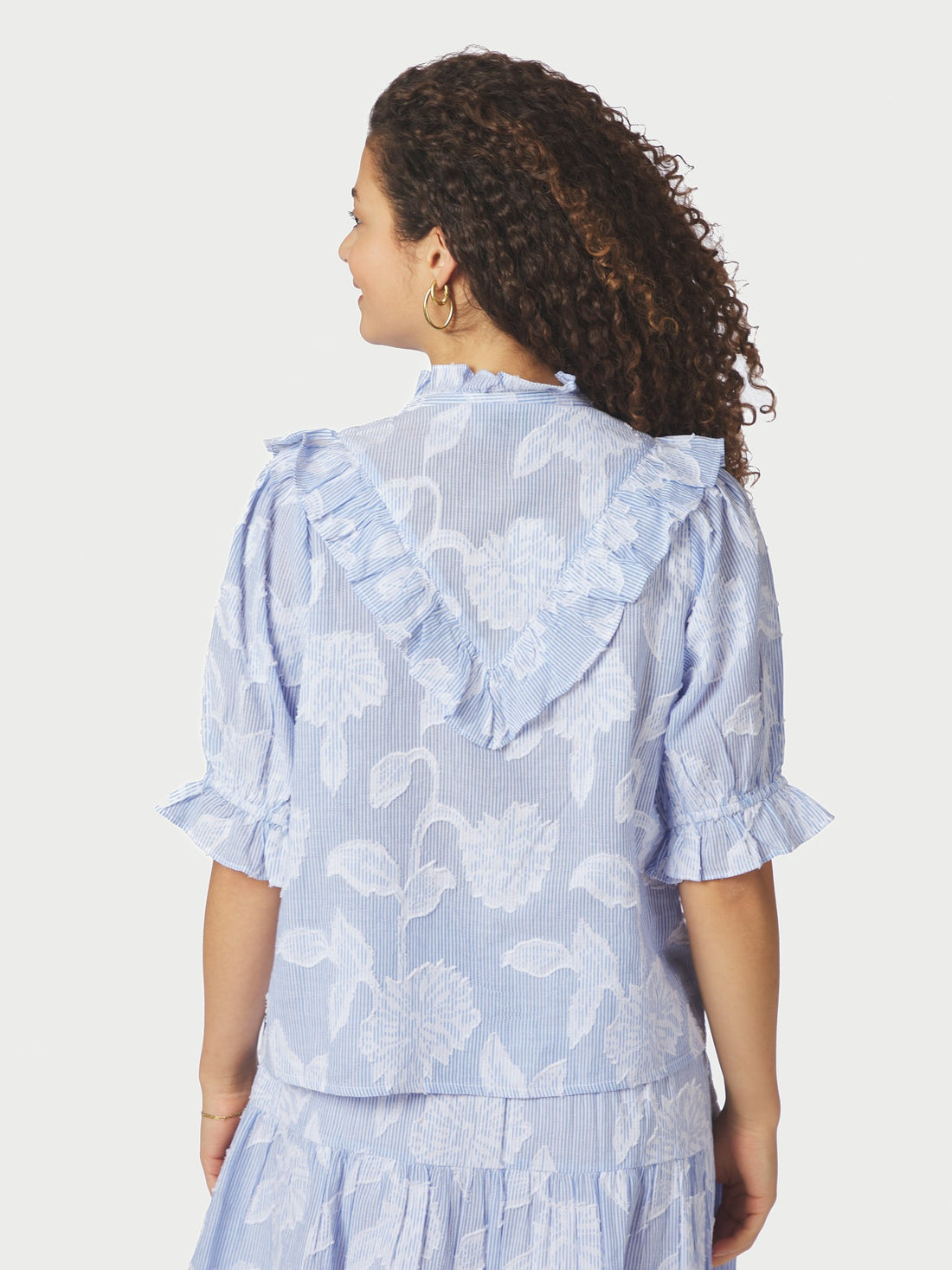 Neo Noir Manet Jacquard Blouse Light Blue