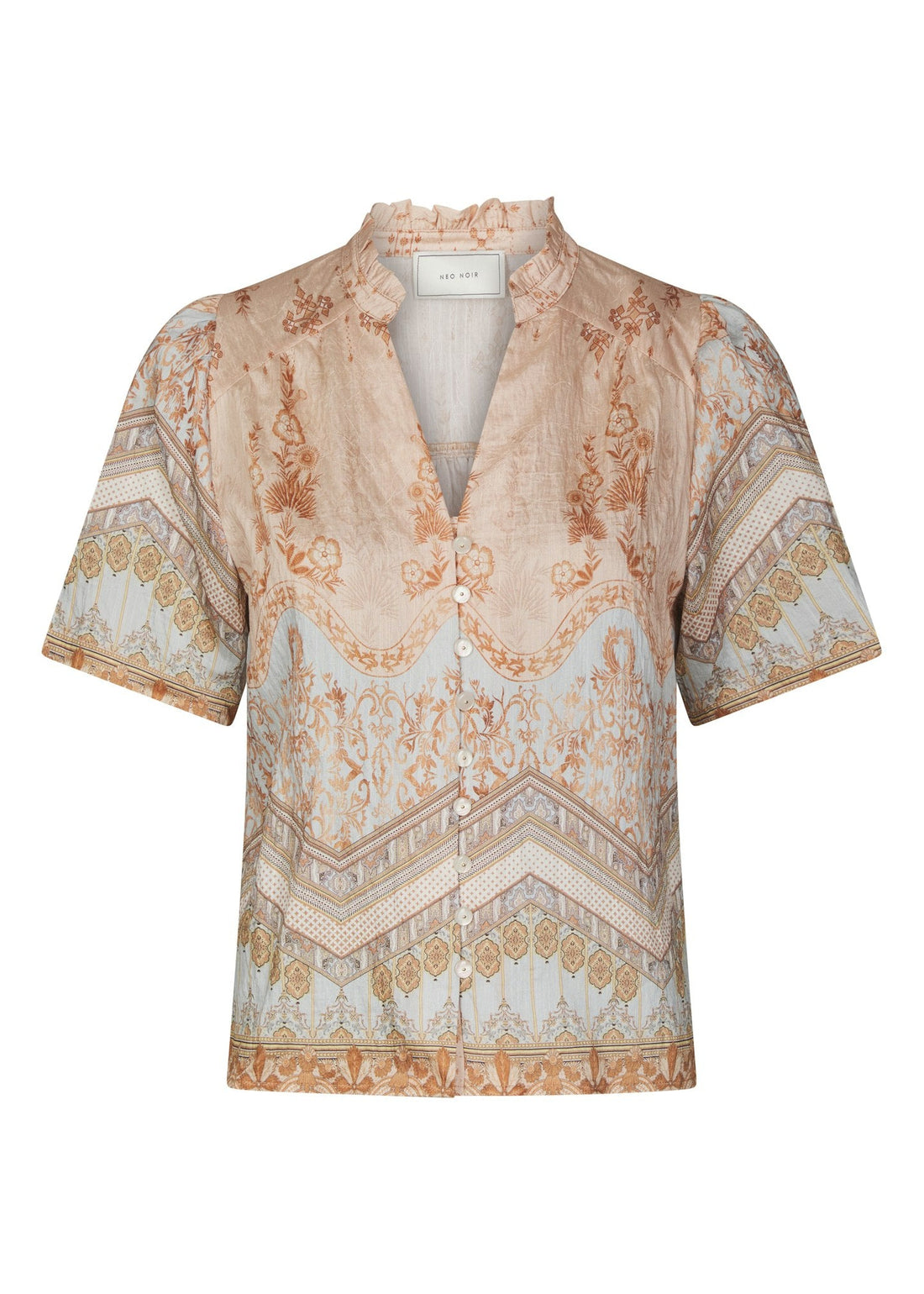 Neo Noir Torana Flower Border Blouse Flower Peach