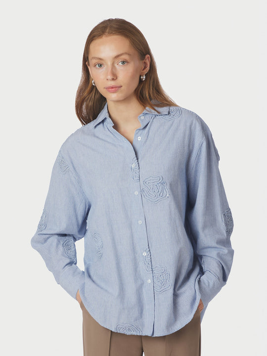 Neo Noir Dalma Dori Mini Stripe Shirt Blue