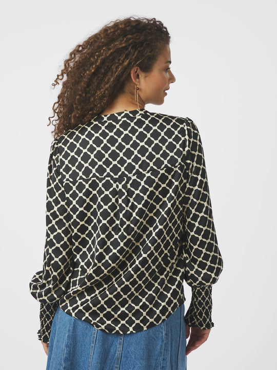 Neo Noir Landa Tile Print Blouse Black