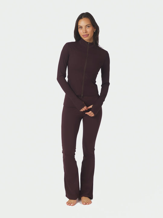 Neo Noir Nolana Zip Blouse Burgundy