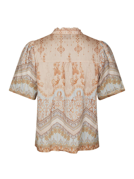 Neo Noir Torana Flower Border Blouse Flower Peach