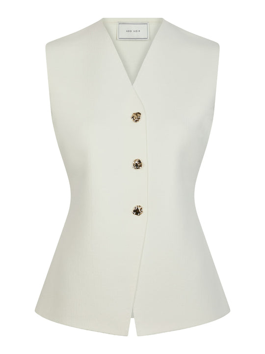 Neo Noir Sway Smooth Knit Waistcoat Off White