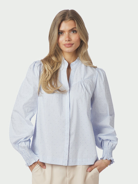 Neo Noir Astrida Stripe Stone Blouse Light Blue