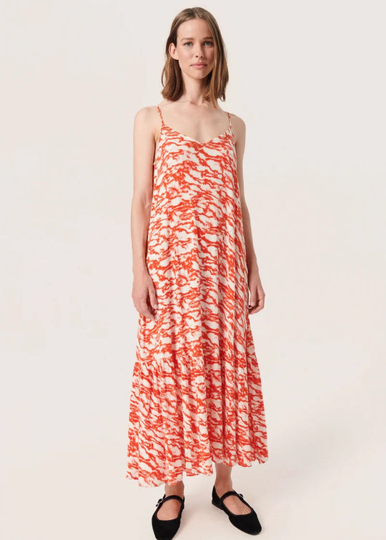 Soaked in Luxury SLZaya Louise Strap Dress Red Mini Clouds Print