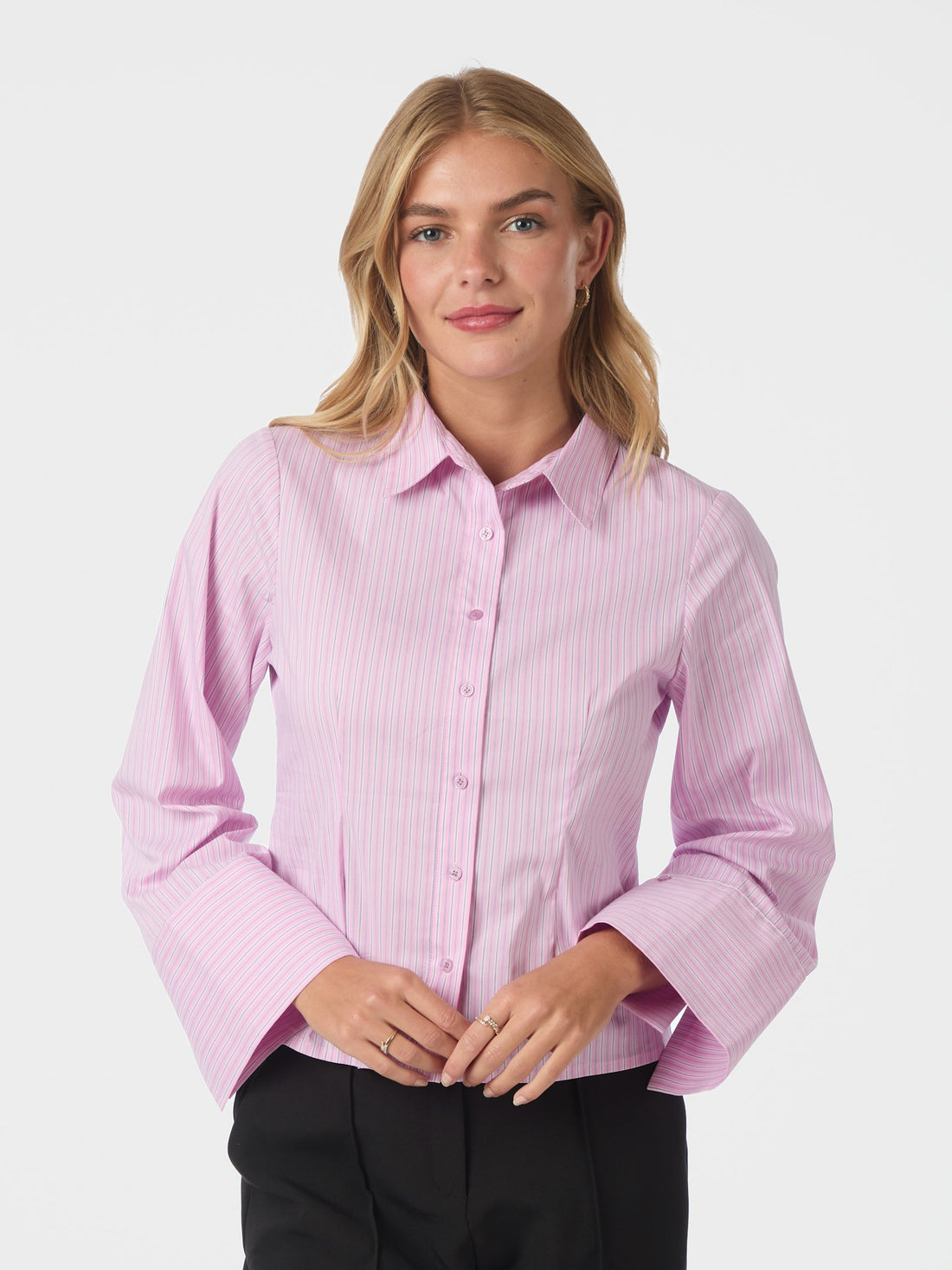 Neo Noir Rosa Shadow Stripe Shirt Light Pink
